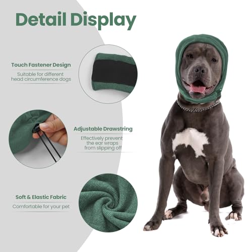IECOii Soft Dog Calming Hoodie Anxiety Relief Dog Ear Muffs Noise Protection Dog Ear Wrap Hematoma Fireworks Dog Ear Cover for Bath Blow Drying Dog Head Cover Noise Cancelling Sleep Help Headband