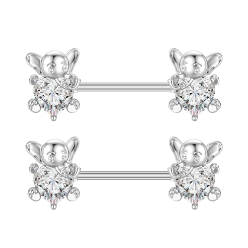 Niaspi 14G Baby Elephant Nipple Rings For Women Surgical Steel Clear Cz Diamond Animals Nipple Studs Straight Bar Barbell Nipplerings Body Piercing Jewelry cover