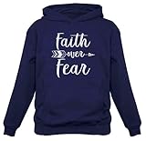 Tstars - Faith Over Fear Christian Fashion Gifts Women Hoodie Medium Blue