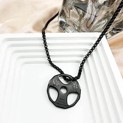 ZBOMR Collana con Ciondolo con Manubri, Placca di