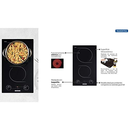 Cooktop Eletrico Domino 2ev 30 Tramontina Preto 220v