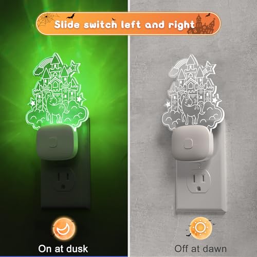 Image of L LOHAS LED Night Lights for Kids, Acrylic Carved Castle Design | 8-Color Changing, Dusk to Dawn Sensor, Plug in Kids Night Lights for Baby, Girls Bedroom, 1 Pack