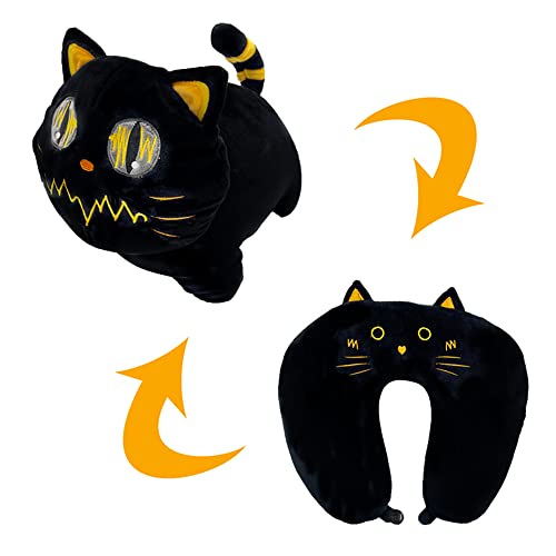 TIMSOPHIA Almohada Cervical Viaje 2 en 1 Almohada de Viaje Cojin Cuello Viaje Travel Pillow Convertible en Gato de Peluche Cover