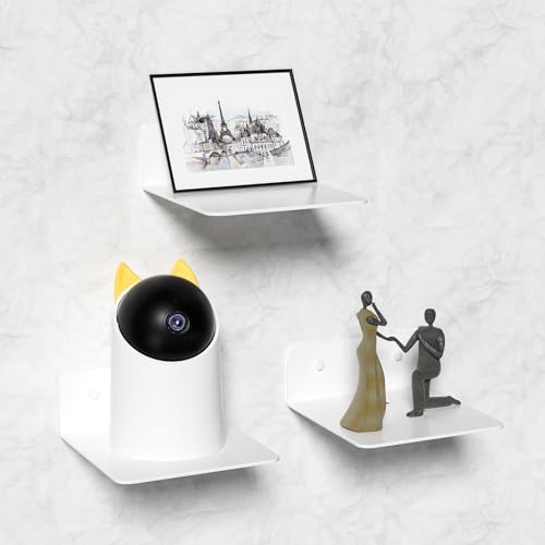 Wisfame Petite Etagere Murale Blanche, 3 Pièces Etageres Murales en Métal, Etagere Salle de Bain...