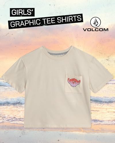 Image of Volcom Girls Shirts - Casual Crewneck Short Sleeve Graphic Tee Trendy Tops - Breathable Girls Summer Clothes