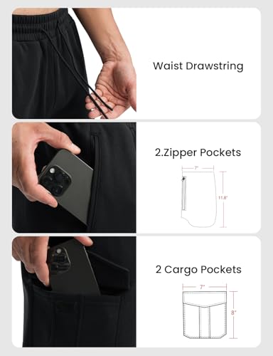 TBMPOY Men's Fleece Lined Sweatpants Winter Straight Leg Open Bottom Warm Cargo Pockets Cotton Running Lounge3