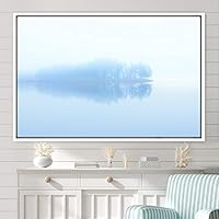 Framed Canvas Wall Art Foggy Mountains Aerial Cool Multicolor Nature Photography Realism Relax/Calm Rustic Wilderness - 16x24 inches