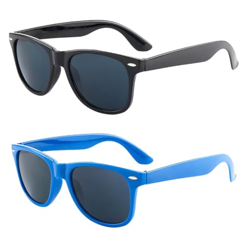 Mikiuly 2 Piezas Gafas de Sol Niño,Gafas de Sol para Niños y Niñas,Gafas de Sol para Bebé,Gafas de Sol para niña,Protección UV400 Protección Gafas de Sol,para Niños de 3 a 12 Años,Negro, Azul