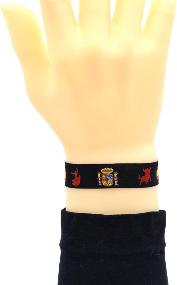 BDM - Pulsera de España para Hombre y Mujer con Escudo Color Verde, Azul y Negro, Ajustable de Tela Regalo retrovisor coche colgador - Image 4