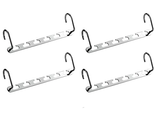 IPOW Magic Hangers, Wonder Magic Metal Wardrobe Closet Bar Clothes Coat Hanger Organizers for Space Saving and Storage-Set of 4