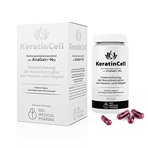 KeratinCell Haarvitamine - Biotin, MSM, AnaGain™ Nu, Eisen, Brennnesselblätterextrakt, L-Cystein, DL-Methionin - Hält Ihr Haar gesund und Ihre Nägel stark - 60 vegane Kapseln Cover
