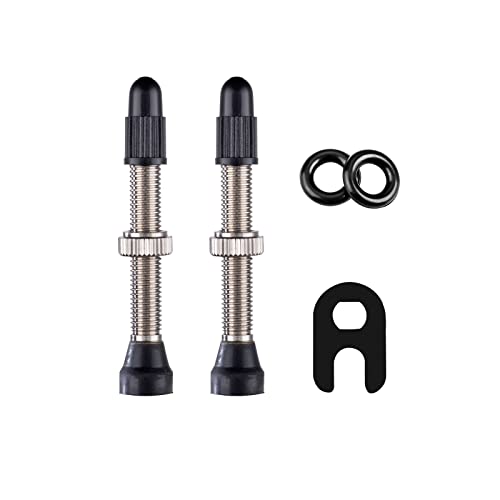HZJD 2 Piezas Válvulas Presta sin cámara (40 mm), Tubeless ​Presta Válvula de Aire Vástago Bicicleta, sin Fugas​, con Herramienta ​de extracción de núcleo de válvula Cover