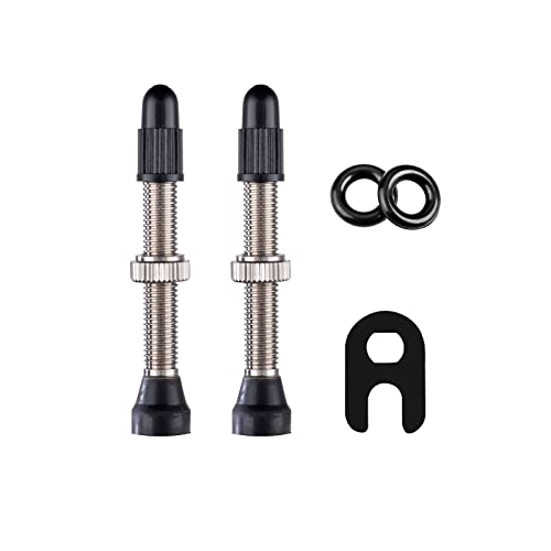 HZJD 2 pièces ​Valves de vélo sans Chambre à air Presta, Tige de Valve Presta tubeless en Argent de qualité (40 mm), 1 pièces Outil de Suppression de Noyau de valv