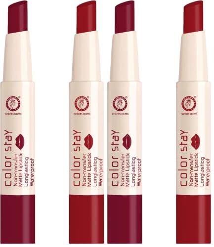 Image of Colors Queen Color Stay Matte Lipstick Combo Set of 2 | Weightless Matte Finish with Smooth Application | Transfer Proof, Smudge Proof & Waterproof | Long Lasting Lipstick for Women (Bridal Maroon & Hot Red)