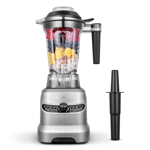 Amzchef 5-IN-1 Professional Blender for Kitchen, 1800 Peak Watts, 5 Functions for Shakes and Smoothies, Puree, Crush Ice & Hearty Soups with 8 Speeds & Pulse, 63 oz. Pitcher, Grey