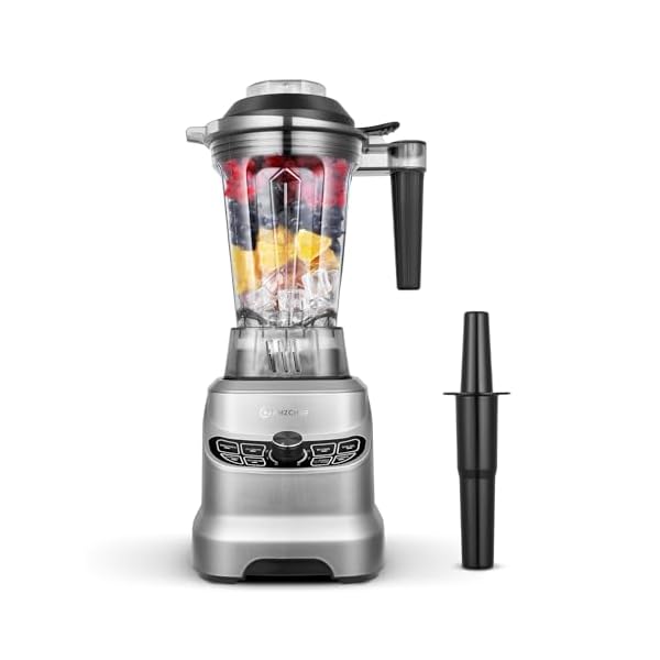 Amzchef 5-IN-1 Professional Blender for Kitchen, 1800 Peak Watts, 5 Functions for Shakes and Smoothies, Puree, Crush Ice & Hearty Soups with 8 Speeds & Pulse, 63 oz. Pitcher, Grey