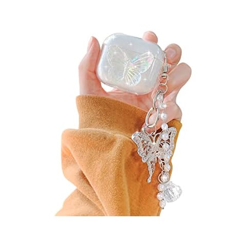 Fycyko Compatible with AirPods Pro 2 (2022) Case with Girls Cute Clear Glitter Butterfly Design Smooth Soft TPU Cover Case for Airpods Pro 2,Cute for Airpods-Butterfly Cover