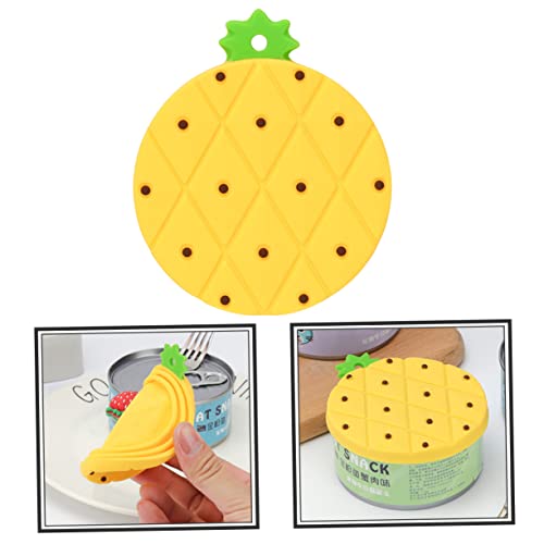 Cabilock 6 Pcs Canned Can Replacement Covers Cats Spoons Shaped Food Silicone Topper Jar Lids Container Household Convenient Good Dogs Lid Protector Cover For Pet Mason Shape Pineapple Cat #TOP3