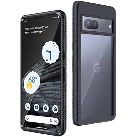 TopMade Case for Google Pixel 7 - [Military Grade Shockproof, Non-slip] Ultra Clear Anti-Scratch Hard PC Back, Soft TPU Bumper Protective Phone Case Cover for Google Pixel 7(2022) - Transparent, Black Cover