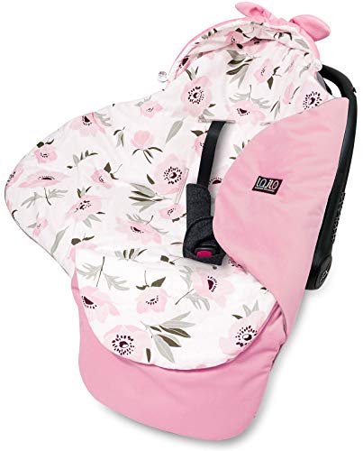 Lajlo Manta para Asiento de automóvil - Algodón y Terciopelo Cozy Travel Swaddle para Asientos de niños, carritos, capazo, portabebés, Cochecito - Funda Suave y Saco de Dormir con Capucha