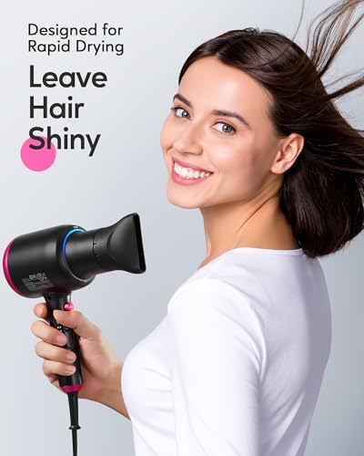 Wavytalk 1875W Ionic Hair Dryer with Diffuser for Women - Light, Quiet, and Fast-Drying with Ceramic Technology