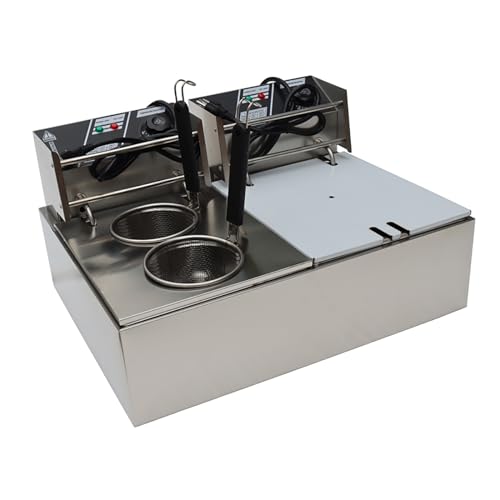 WYDDDARY Two-in-one Multifunctional Noodle Cooking Machine Commercial Electric Pasta Cooker 10L+10L Capacity Pasta Cooking Tool with 2 baskets 110V 1700W+1700W