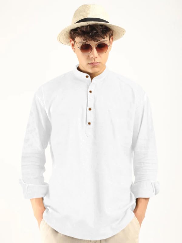 Image of ROYALSCOUT Men's Cotton Blend Full Sleeve Kurta Shirts Pack of 1 Designed for Festive Moments, Cultural Functions, or Casual Gatherings