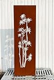 Steinfigurenwelt Gießen Edelrost Sichtschutz Bambus Motiv 165 cm x 50 cm Paravent zum Stecken Schild Gartenschild Gartenstecker Edelrost Gartendeko Wetterfest Rost Metall Zaun