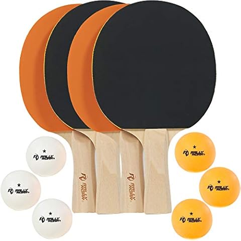 Rally and Roar Classic Table Tennis Paddle Set, Includes 4 Paddles, 1-Star Balls and Carry Case Cover