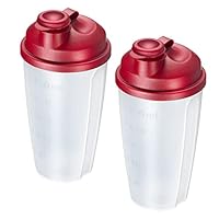 Westmark 2 Mix- und Schüttelbecher/Dressingshaker mit Mess-Skala, herausnehmbarer Mixscheibe und verschließbarem Ausgießer, Fassungsvermögen: 0,5l, Kunststoff, BPA-frei, Farbe: Transluzent/Rot