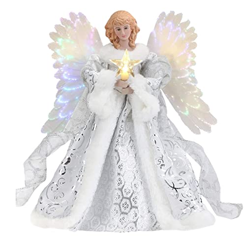 Anjo de topo de árvore de natal | lindo anjo enfeites de natal para árvore de natal | Topo de árvore estátua de anjo encantador para presente sazonal de decoração de árvore de natal Generic