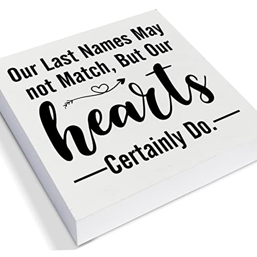 Blendedfamilydecorativewoodenboxsignourlastnamesmaynotmatchbutourheartscertainlydowoodblockplaquedecorrusticshelforwalldisplayforhomelivingroombedroom Urban Country Home Decor Blended family decorative wooden box sign our last names may not match but our hearts certainly do wood block plaque decor rustic shelf or wall display for home living room bedroom urban country home decor
