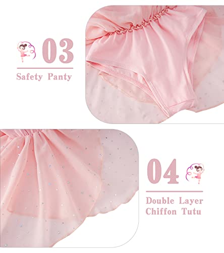 ACOCOPY-Girls-Gymnastic-Leotard-with-Tutu-Solid-Flutter-Sleeve-Dance-Dress-Shining-Ballet-Dancewear-3-11-Years