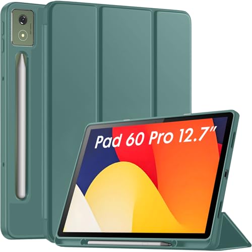 Image of Robustrion Case for Moto Pad 60 Pro 12.7 inch Cover Case with [Pencil Holder] [Soft Flexible Case] for Motorola Pad 60 Pro Cover 12.7 inch [Auto Sleep Wake Support] - Dark Green