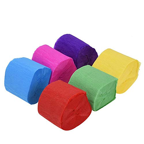 THREEMAO 6 Rolls 82ft Crepe Paper Streamers in 6 Colors for Birthday Party， Class Party，Family Gathering ，Graduation Ceremony Decorations, Various Large Festivals Decoration