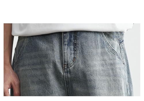 Men’S Summer Washed Denim Pants Loose Wide Leg Trousers Casual Straight Fit with A Distressed Jean Look3