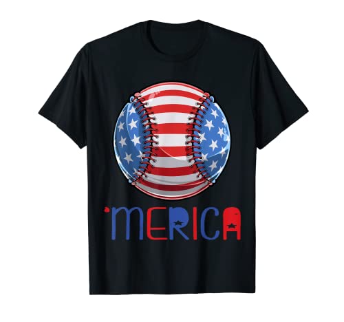 Merica American Flag Baseball Mullet T-Shirt 4th July