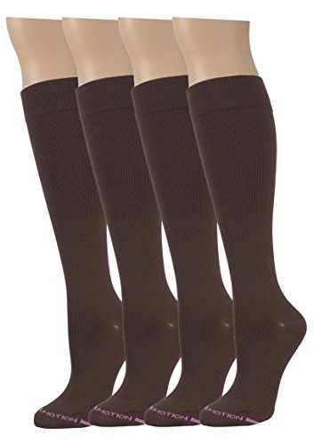 Dr. Motion 4 Pairs Graduated Compression Knee-hi Women's Socks (Brown)