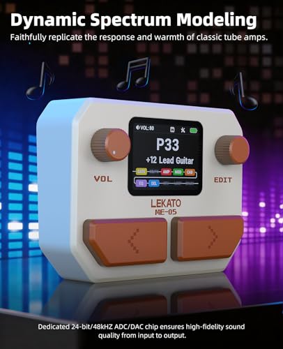 Image of LEKATO Multi Effects Guitar Pedal, with 125 Effects 30 Amp Models & 30 Cab Sims, 40s Looper, Drum Rhythms, Support NAM /IR, USB Audio Interface OTG Function Rechargeable Guitar Effects Pedal (Beige)
