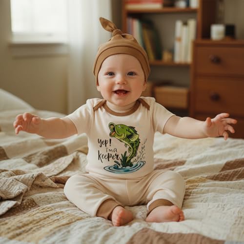 Image of Amnnchya Newborn Baby Boy Clothes Fishing Short Sleeve Romper Shirt Tops Pants Summer Spring Outfits Cute Hat Set