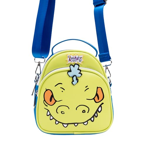 Nickelodeon Vegan Leather Crossbody Bag, Rugrats Reptar Character Close Up Applique with Rawr Text4