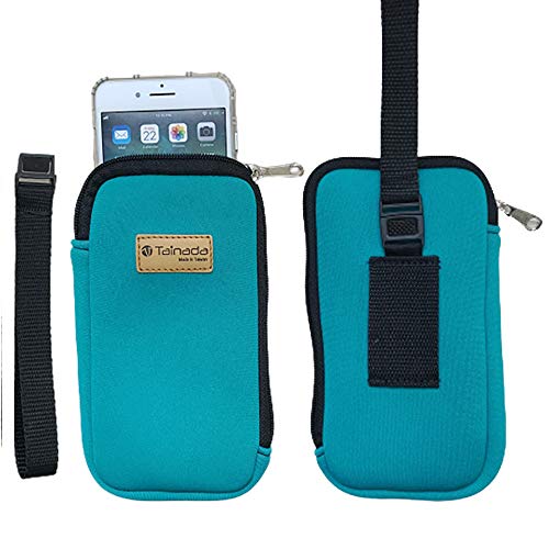 Tainada Men Women Phone Neoprene Shockproof Wristlet Case Bag Pouch with Belt Loop Holster & Detachable Wrist Carry Strap for iPhone 16/15/14 Pro Max, 16 Plus; Samsung S24+, S24, S23, A54 (Turquoise)