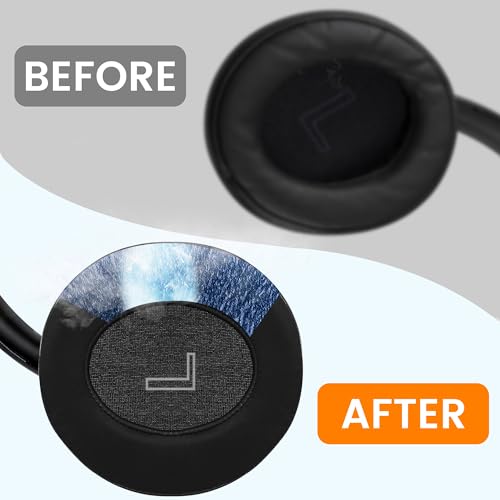 Almohadillas de repuesto con gel refrigerante profesional Lukvcoe para audífonos Anker Soundcore Life Q30/Q35, cojines para orejas con tela de seda helada y espuma de aislamiento acústico de alta densidad - Negro miniatura 4