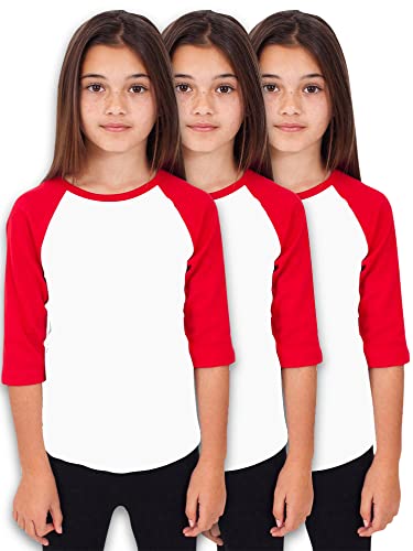 Image of Hat and Beyond Kids Raglan Jersey Child Toddler Youth Uniforms 3 /4 Sleeves T Shirts