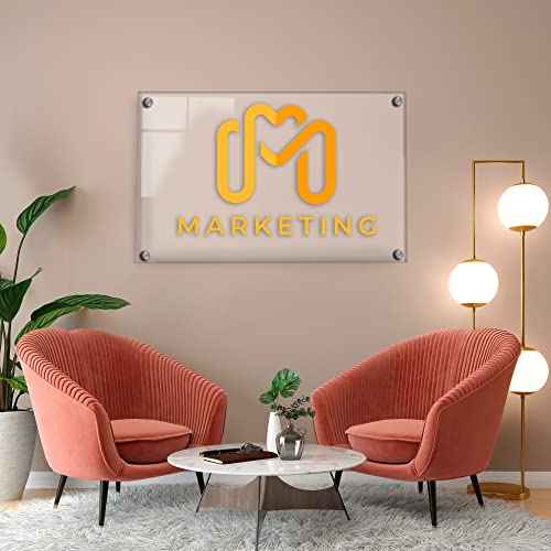 Personalized Floating Acrylic Business Sign | Custom Acrylic Business Logo Sign | Free Company Vector Logo | Sign For Office Storefront | Pick The Perfect Size For Office | Led Lights Optional #TOP4