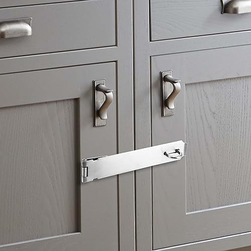 JAPCHET 2 Pack 8 Inch Heavy Duty Door Hasp Latch, Stainless Steel Padlock Hasp Door Hasp Lock with Screws, Padlock Clasp Hasp Latch for Fence Gate, Door Window, Cabinets, Silver