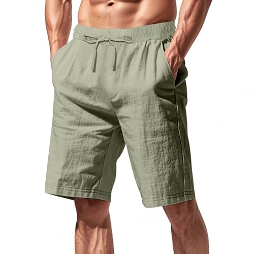 Shorts casuales de lino y algodón para hombre miniatura 2