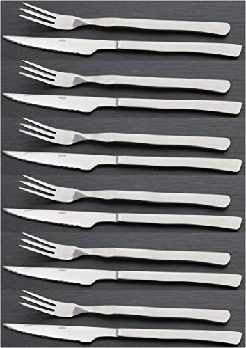 12 piezas. Abert - Cubiertos para carne o pizza (acero inoxidable)