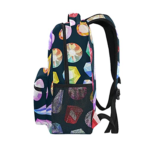 OTVEE Gemstones Seamless Pattern Backpack School Travel Bag Book Computer Laptop Bag Backpack Durable Casual Hiking Camping Daypack Purse For Girls Boys Teenagers Women Men4