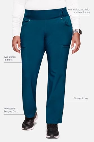 Cherokee Iflex Scrubs for Women, Calça de uniforme médico de malha inspirada em ioga CK002, Azul Car
